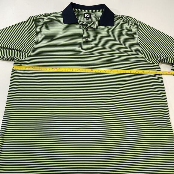 FJ Footjoy Polo Tour Shirt Men's Striped Blue Green Golf Short Sleeve Stretch M - Picture 5 of 7